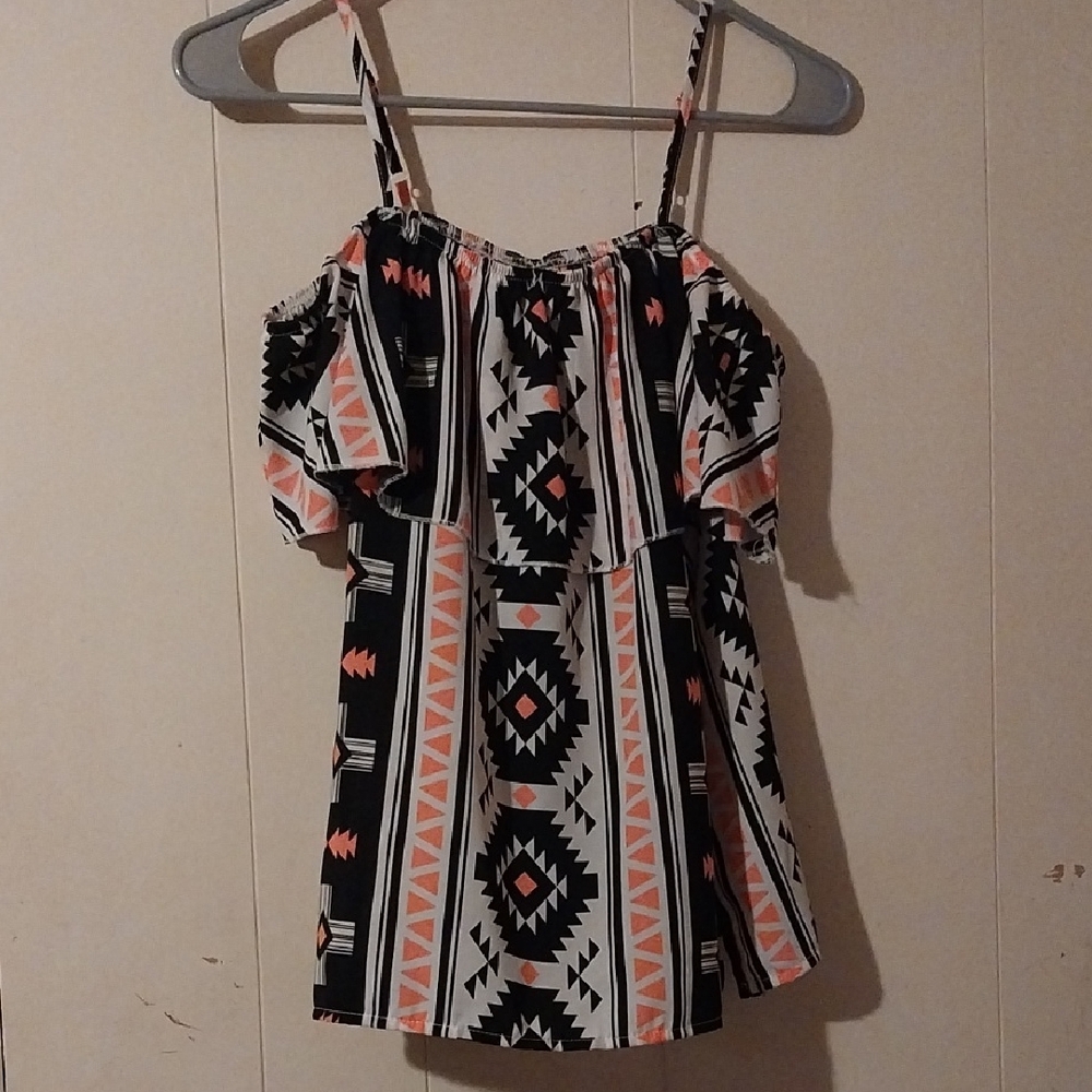 Geometric Print Off-Shoulder Blouse